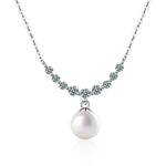 S925 Sterling Silver Moissanite Smile Pearl Necklace