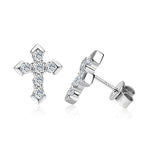 S925 Sterling Silver & Moissanite Cross Stud Earrings