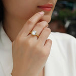S925 Silver Gold-Plated Moissanite Ring