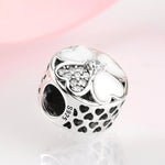 S925 Sterling Silver Round Four Leaf Clover Zircon Inlaid Bead Pendant