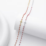 S925 Sterling Silver Cross Bracelet with Colorful Enamel Detail