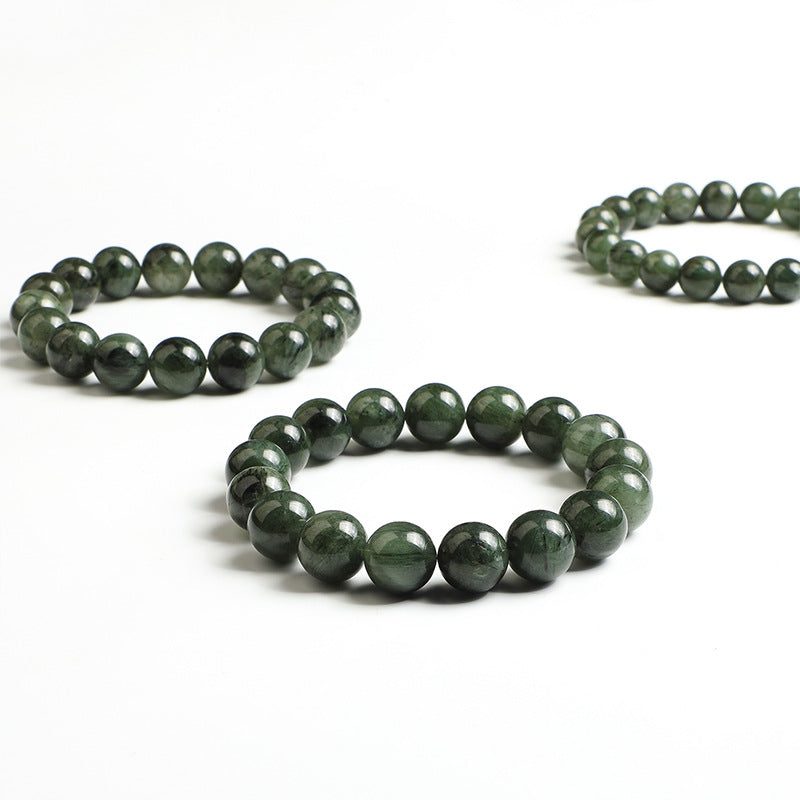 Natural Green Rutilated Quartz Bead Bracelet