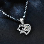 S925 Sterling Silver Moissanite Cute Cat Necklace