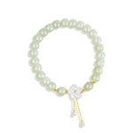 S925 Sterling Silver Hetian Jade Peach Blossom Shell Flower Ins Style Bracelet