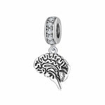 S925 Sterling Silver Brain Zircon Inlaid Pendant