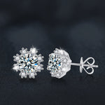 S925 Sterling Silver Romantic Snowflake Moissanite Earrings for Christmas