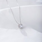 S925 Sterling Silver Diamond-Embedded Round Zircon Necklace