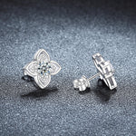 S925 Sterling Silver Simple Four-Leaf Clover Earrings with Moissanite