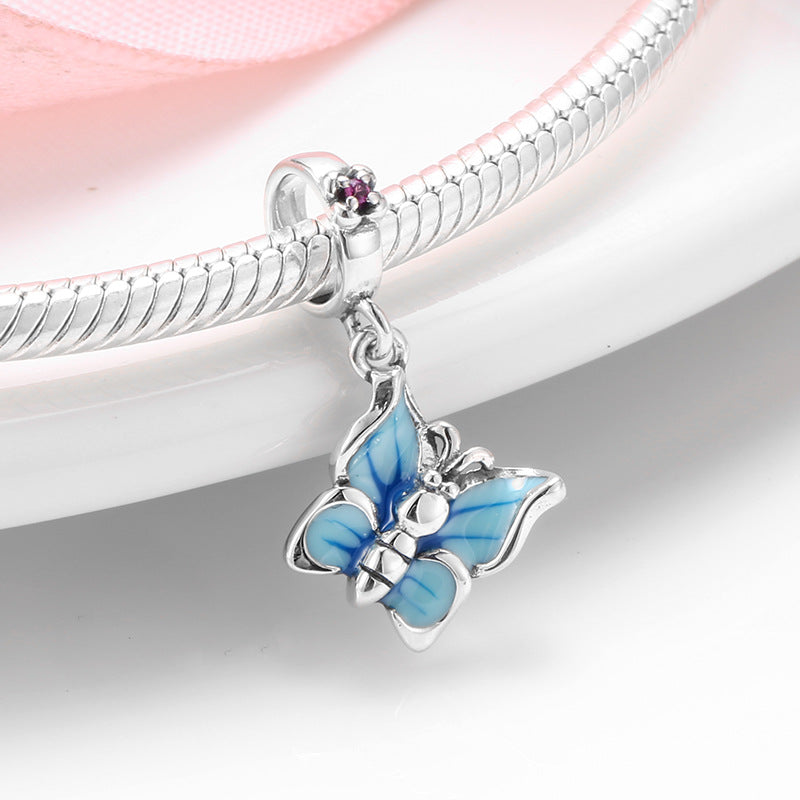 S925 Sterling Silver Blue Butterfly Zircon Pendant