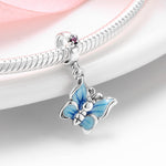 S925 Sterling Silver Blue Butterfly Zircon Pendant