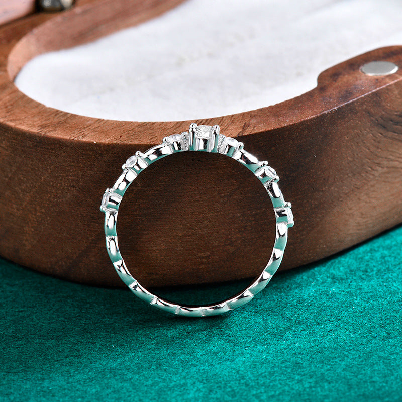 S925 Sterling Silver Moissanite Wave Shape Ring