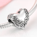 S925 Sterling Silver Loving Heart Wings Beaded Pendant