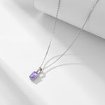 S925 Sterling Silver Natural Amethyst Olivine Pendant Necklace