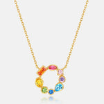 S925 Sterling Silver Gold-Plated Colored Zircon Pendant Necklace