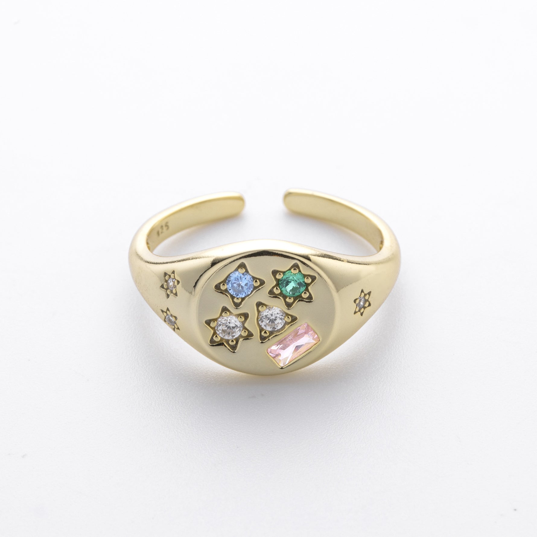 Versatile S925 sterling silver ring, stylish colored zircon set band