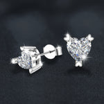 Stylish Women's Heart-Shaped Stud Earrings — Moissanite & 925 Silver
