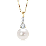 S925 Sterling Silver Moissanite Pendant Pearl Necklace