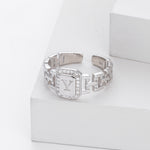 Stylish and simple S925 sterling silver ring with English letter band
