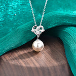 S925 Sterling Silver Moissanite Loving Heart Pearl Pendant Necklace