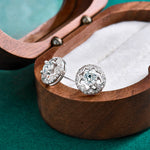 S925 Sterling Silver Star-Shaped Openwork Moissanite Four-Prong Earrings