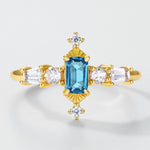 S925 Sterling Silver Gold-Plated London Blue Topaz Ring