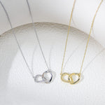 S925 Sterling Silver Geometric Twisted Double Ring Necklace