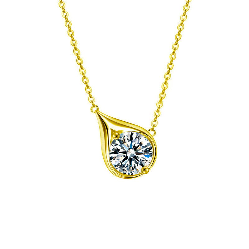 S925 Sterling Silver Moissanite Water Drop Pendant Necklace