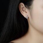 Classic Six-Prong Moissanite & Pearl Stud Earrings -S925 Sterling Silver