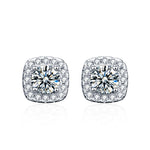 Square Moissanite Stud Earrings in 925 Sterling Silver