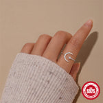 S925 Sterling Silver Moissanite Ring with Heart, Star, and Moon Motifs