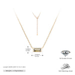 Rectangular colored zircon s925 sterling silver December birthstone collar necklace