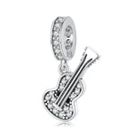 S925 Sterling Silver Guitar Diamond-Embedded Zircon Pendant