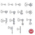 S925 Sterling Silver Moissanite Threaded Cartilage Stud(Single unit)