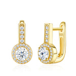 S925 Silver U-Shaped Gold-Tone Moissanite Stud Earrings