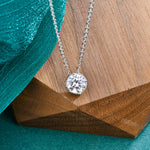 S925 Sterling Silver Moissanite Simple round Cake Pendant Necklace