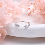 925 Sterling Silver Ring with Adjustable Opening and Zirconia for Delicate Small Flowers