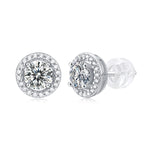 S925 Sterling Silver Round Moissanite Stud Earrings