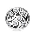 S925 Sterling Silver Hollow Heart Zircon Inlaid Bead Pendant