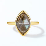 S925 Sterling Silver Gold-Plated Multi-Color Labradorite Rhombus Ring