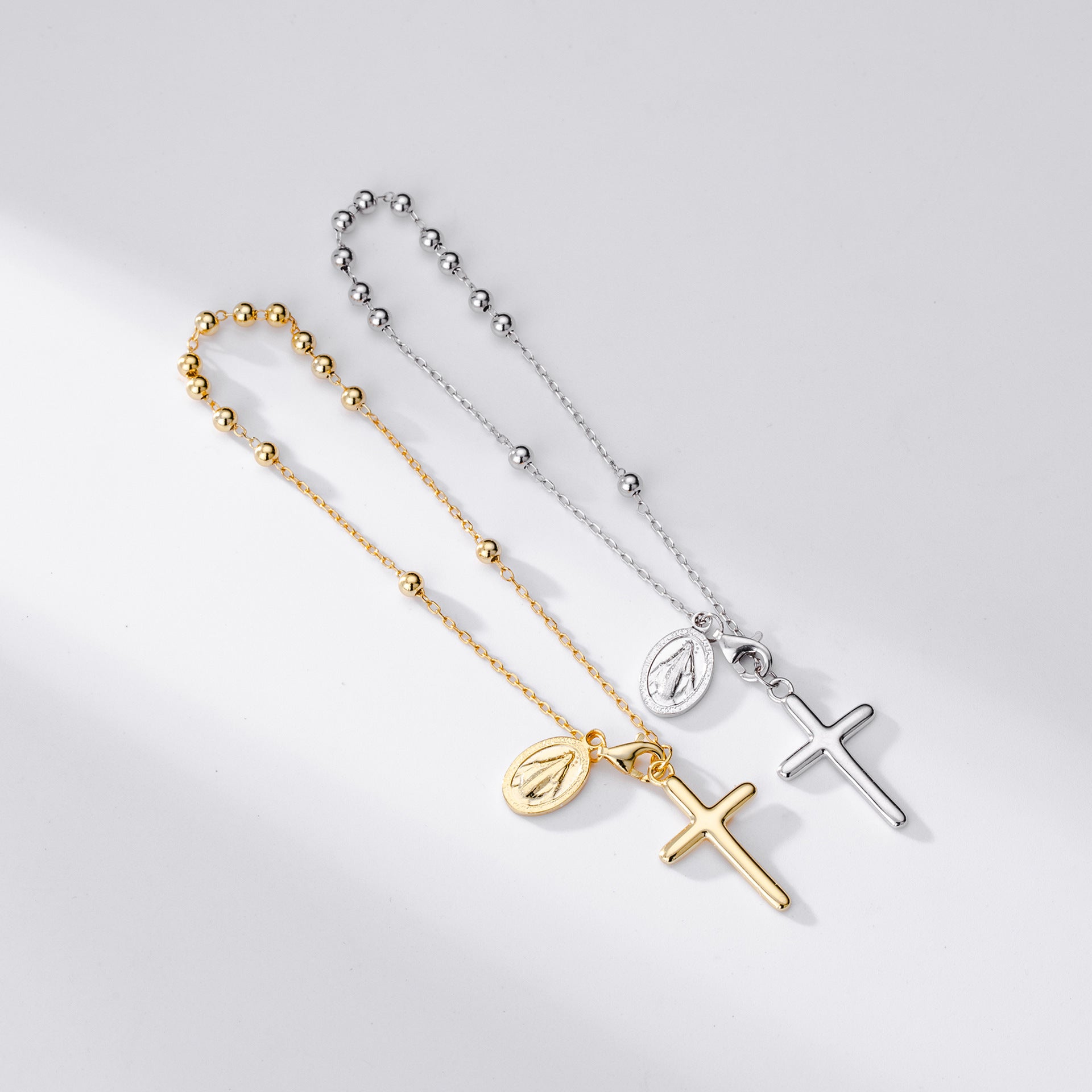 S925 Sterling Silver Rosary Cross Bracelet