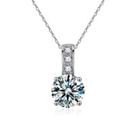 S925 Sterling Silver Moissanite Classic Four-Claw Pendant Necklace