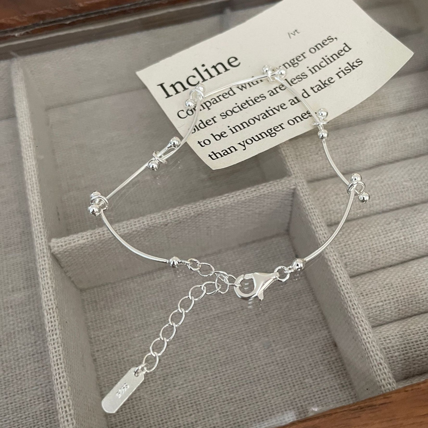 S925 Sterling Silver Wavy Bead Bracelet
