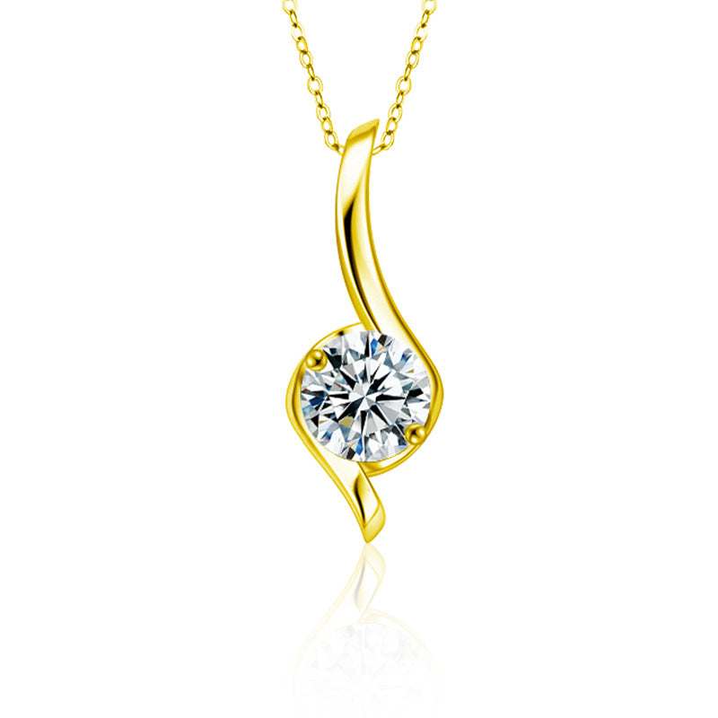 S925 Sterling Silver Moissanite Twisted Pendant Necklace