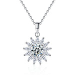 S925 Sterling Silver Moissanite Bright Sunflower Pendant Necklace