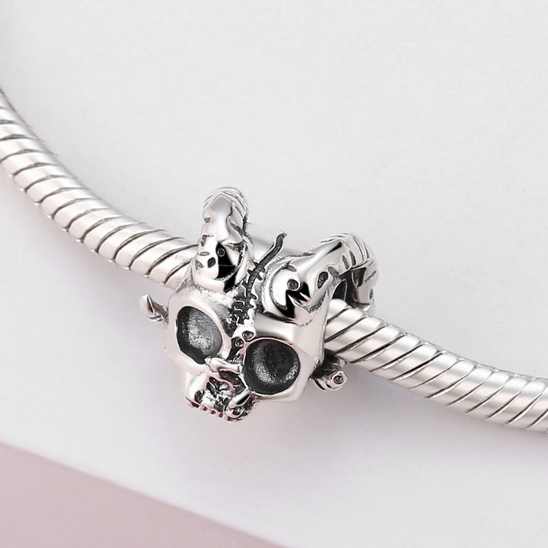 S925 Sterling Silver Gothic Skull Goat Head Pendant