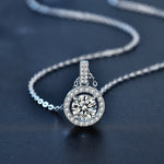 S925 Sterling Silver Moissanite round Bag Clavicle Pendant Necklace