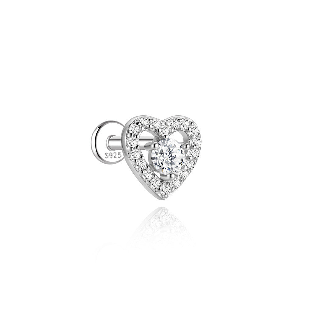 Authentic 925 Sterling Silver Geometric Earrings with D-Color Moissanite(Single unit)