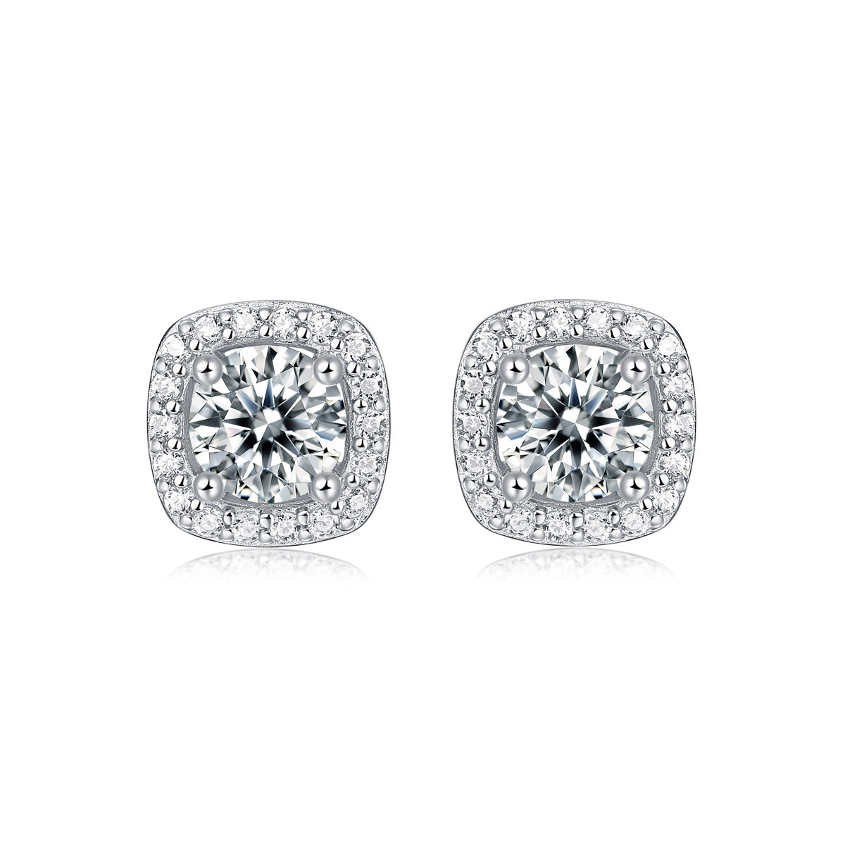 S925 Silver Square Moissanite "Chanel-Style" Stud Earrings