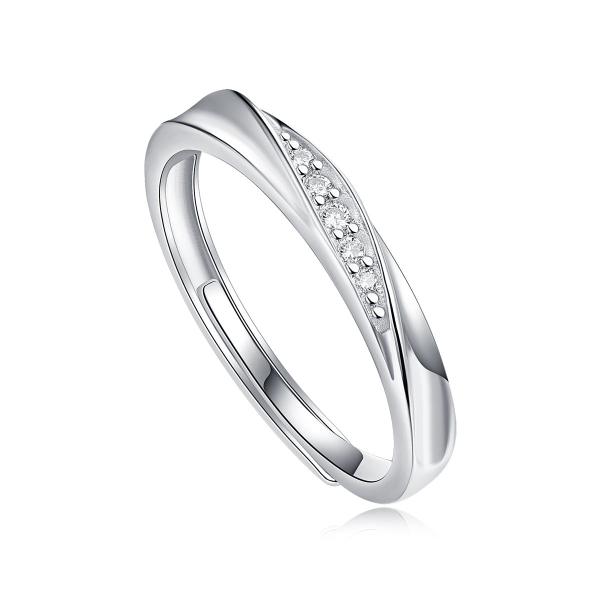 S925 Sterling Silver Moissanite Couple's Adjustable Open Rings