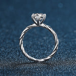 925 Sterling Silver Moissanite Twisted Shape Ring
